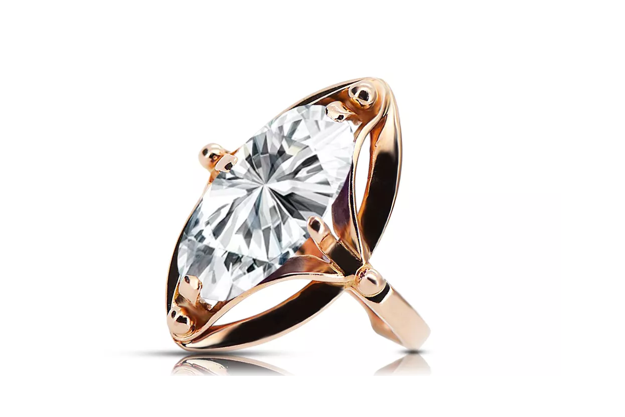 Kubický zirkón. Originál Vintage 14K Produkt s ružovým zlatým krúžkom Vintage Unique VRC047R